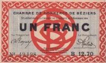 France 1 Franc - Chambre de Commerce - B&eacute;ziers - 1914 - S&eacute;rie B 12.70