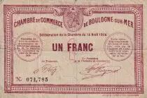 France 1 Franc - Chambre de commerce - Boulogne sur Mer - 14-08- 1914