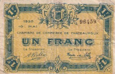 France 1 Franc - Chambre de Commerce - Ch�teauroux - 1920