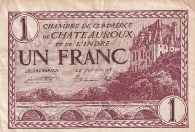 France 1 Franc - Chambre de Commerce - Ch�teauroux - 1922 - S�rie B