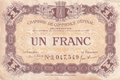 France 1 Franc - Chambre de commerce - �pinal - 25-06-1921