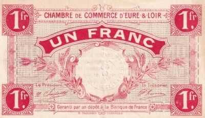 France 1 Franc - Chambre de Commerce - Eure-et-Loir -1915