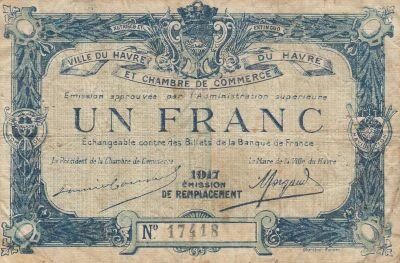 France 1 Franc - Chambre de Commerce - Le Havre - 1917