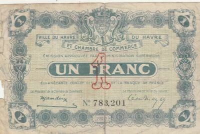 France 1 Franc - Chambre de Commerce - Le Havre - 1920
