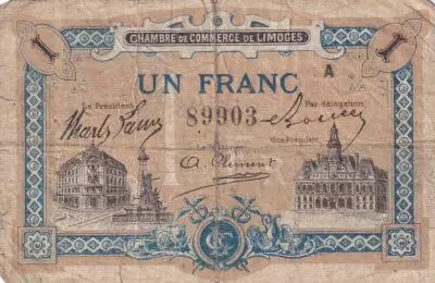 France 1 Franc - Chambre de Commerce - Limoges  - 1914 - S�rie A