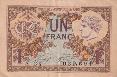France 1 Franc - Chambre de commerce - Paris - 10-03-1920 - S�rie A.34