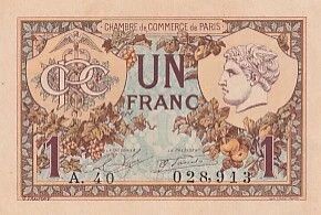 France 1 Franc - Chambre de commerce - Paris - 10-03-1920 - S�rie A.40
