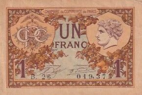 France 1 Franc - Chambre de commerce - Paris - 10-03-1920 - S�rie B.26