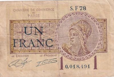 France 1 Franc - Chambre de commerce - Paris - 10-03-1920 - S�rie S.F78