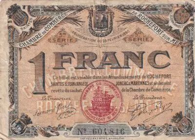 France 1 Franc - Chambre de Commerce - Rochefort sur Mer - 5�me s�rie -25-02-1920