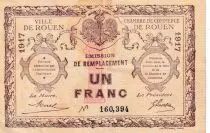 France 1 Franc - Chambre de Commerce - Rouen - Émission de remplacement - 1917