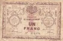France 1 Franc - Chambre de Commerce - Rouen - Émission de remplacement - 1917