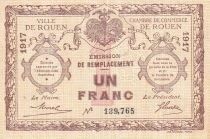 France 1 Franc - Chambre de Commerce - Rouen - Émission de remplacement - 1917