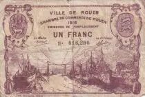 France 1 Franc - Chambre de Commerce - Rouen - Emission de remplacement - 1918