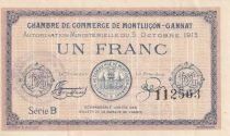 France 1 Franc - Chambre de commerce -Montlu&ccedil;on-Gannat - 05-10-1915 - S&eacute;rie B