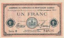 France 1 Franc - Chambre de commerce -Montlu&ccedil;on-Gannat - 06-12-1917 - S&eacute;rie B