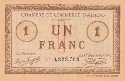 France 1 Franc - Chambre de commerce d\'Amiens - 1915 - P.7-36