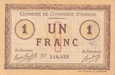 France 1 Franc - Chambre de commerce d\'Amiens - 1915 - P.7-36