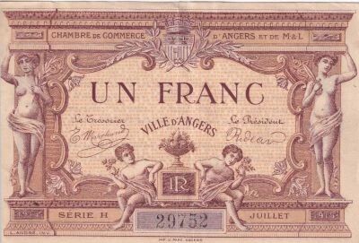 France 1 Franc - Chambre de Commerce d\'Angers et de M.&L. - S�rie H - 1915