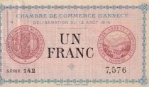 France 1 Franc - Chambre de Commerce d\'Annecy - 13-08-1915 - S&eacute;rie 142
