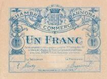 France 1 Franc - Chambre de Commerce d\'Annonay - 31-08-1914 - Non &eacute;mis