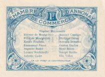 France 1 Franc - Chambre de Commerce d\'Annonay - 31-08-1914 - Non &eacute;mis