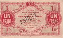 France 1 Franc - Chambre de Commerce d\'Eure-et-Loir - 01-10-1915 - Annul&eacute;