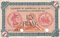 France 1 Franc - Chambre de Commerce de Belfort - 04-11-1918 - S&eacute;rie AB