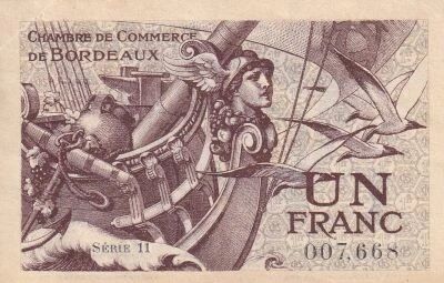 France 1 Franc - Chambre de Commerce de Bordeaux - 1921 - S�rie 11
