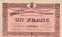 France 1 Franc - Chambre de Commerce de Carcassonne - 23-11-1914 - ANNUL&Eacute;