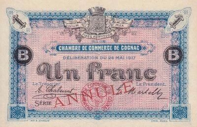 France 1 Franc - Chambre de Commerce de Cognac - 24-05-1917 - Annul�