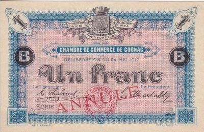 France 1 Franc - Chambre de Commerce de Cognac - 24-05-1917 - Annul�