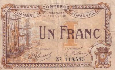 France 1 Franc - Chambre de Commerce de Granville - 03-10-1916
