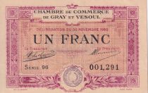 France 1 Franc - Chambre de commerce de Gray et Vesoul - 1920 - Serial 96 - P.62-17