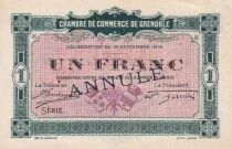 France 1 Franc - Chambre de Commerce de Grenoble - 14-09-1916 - Annul&eacute;