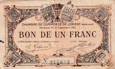 France 1 Franc - Chambre de commerce de Lorient - 1915