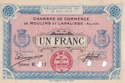 France 1 Franc - Chambre de Commerce de Moulins et Lapalisse - 1916 - Sp�cimen - S�rie K?11