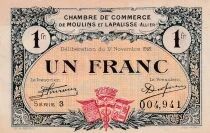 France 1 Franc - Chambre de Commerce de Moulins et Lapalisse - 1921 - S&eacute;rie 3