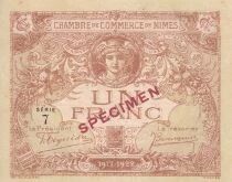 France 1 Franc - Chambre de Commerce de N&icirc;mes - 1915 - S&eacute;rie 7 - Sp&eacute;cimen