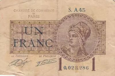 France 1 Franc - Chambre de Commerce de Paris - 1919-1922 - TB - S�rie A.45
