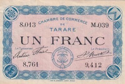 France 1 Franc - Chambre de Commerce de Tarare - 1920 - S�rie M.039