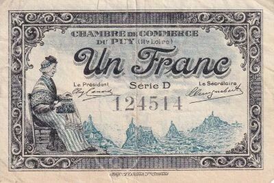 France 1 Franc - Chambre de Commerce du Puy (Haute-Loire) - 10-10-1916 - S�rie D