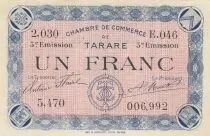 France 1 Franc - Chambrer of commerce - Tarare - 07-02-1920 - Third Emission - Serial E.046