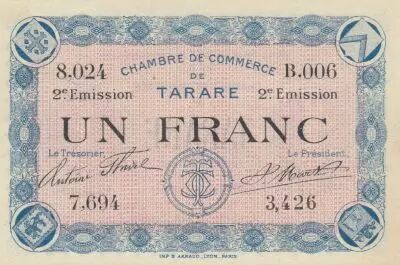 France 1 Franc - Chambrer of commerce - Tarare - 21-04-1917 - Second Emission - Serial B.006