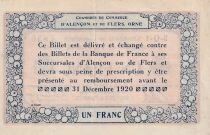France 1 Franc - Chambres de Commerce d\'Alen&ccedil;on et de Flers, Orne - 1915 - S&eacute;rie 2-Q-1