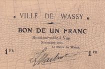 France 1 Franc - City of Wassy - November 1915