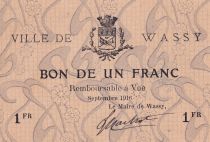 France 1 Franc - City of Wassy - September 1916