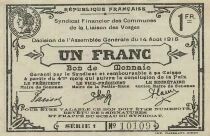 France 1 Franc - Communes de la Liaison des Vosges - 14-08-1916 - S&eacute;rie 1