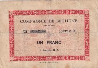 France 1 Franc - Compagnie de B�thune - 01-01-1915 - S�rie 2