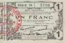 France 1 Franc - Fourmies - Regional Coupon - 08-05-1916 - Serial 16